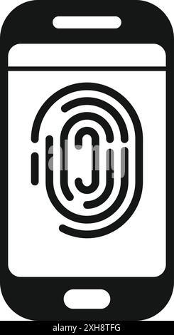 Smartphone scanning fingerprint for secure access, providing advanced biometric authentication Stock Vector