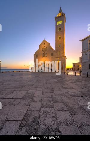 The iconic cathedral of Trani in Puglia, Italy, before sunrise Stock Photo