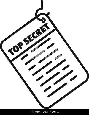 Document is hanging with a hook, presenting top secret and classified information Stock Vector