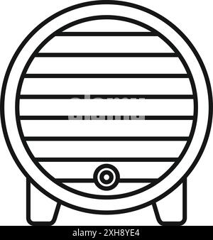 Wooden barrel standing on a stand, used for storing and aging alcoholic beverages Stock Vector