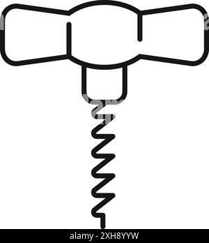Simple corkscrew icon representing the concept of opening a bottle of wine Stock Vector