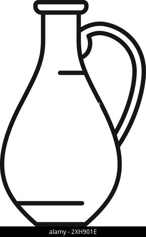 Simple outline icon representing a big glass jug with handle ideal for serving water or wine during a meal Stock Vector