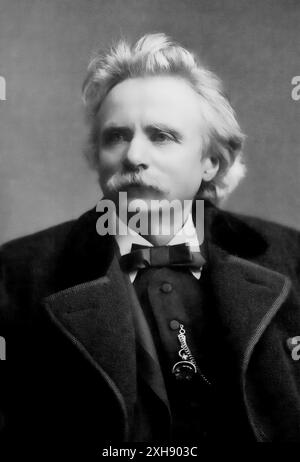 Edvard Grieg. Portrait of the Norwegian composer and pianist Edvard Hagerup Grieg (1843-1907) by Elliott & Fry, c. 1888 Stock Photo