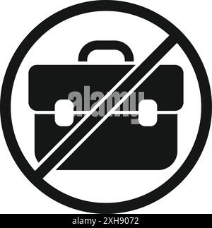 Simple icon representing the concept of remote work, showing a briefcase crossed out with a diagonal line Stock Vector