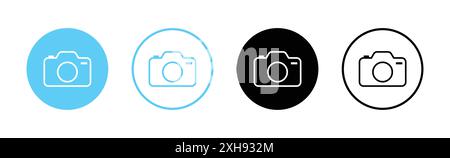 Set of camera icon. Photo camera in flat style. Camera icon, Photo camera symbol, snapshot icon in filled, thin line, outline and stroke. Vector icon. Stock Vector