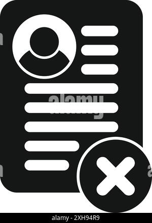 Black glyph icon illustrating deleting user profile from database, canceling subscription or removing member Stock Vector