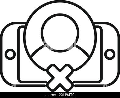 Simple icon showing the concept of account deletion, user being banned or privacy Stock Vector