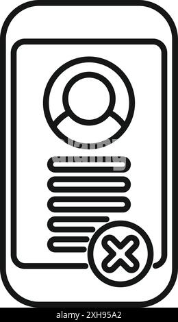 Smartphone is showing a user profile being deleted from an app Stock Vector