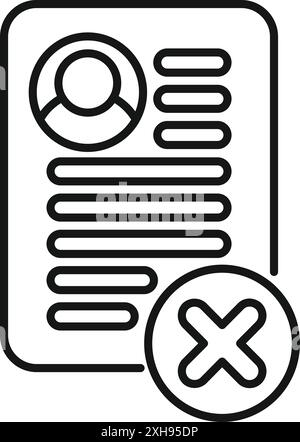 Line icon of a user profile being removed from a service or platform Stock Vector