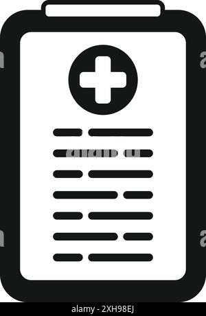 Simple black icon representing a medical report, symbolizing healthcare data and patient information Stock Vector