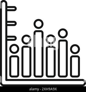 Black and white line graph showing decreasing population statistics over time Stock Vector