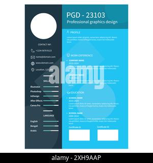 A CV/resume for a professional graphic designer. Professional CV resume template design and Digital marketer CV or Resume template letterhead/cover le Stock Vector