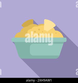 Bowl full of hummus topped with pita bread is an iconic representation of middle eastern cuisine Stock Vector