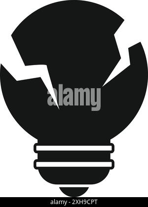 Cracked light bulb representing a lack of ideas or a sudden interruption of inspiration Stock Vector