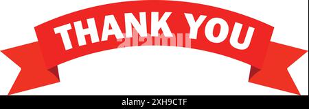 Thank you Curved Red Ribbon, Thank you ribbon, Thank you sign, Thank U sign Stock Vector