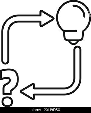 Continuous loop transforming a question mark into a light bulb idea, symbolizing problem solving Stock Vector