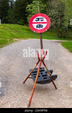 No access for campervans road sign. Traffic signs. Stock Photo