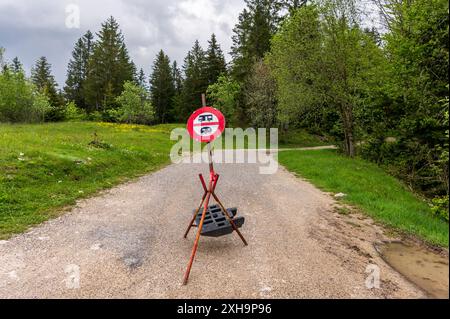 No access for campervans road sign. Traffic signs. Stock Photo