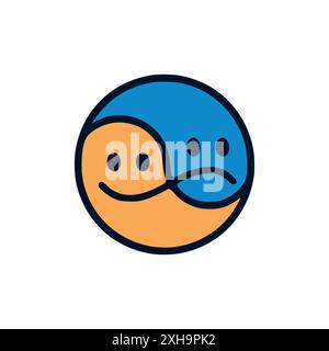 Yin Yang Face symbol isolated on white background Stock Vector