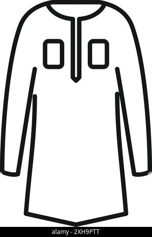 This line art depicts a thobe, highlighting its simple elegance and cultural significance Stock Vector