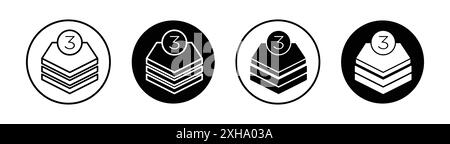 3 Layers icon Vector symbol or sign set collection in black and white outline Stock Vector