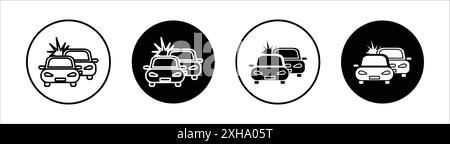 Accident icon Vector symbol or sign set collection in black and white outline Stock Vector