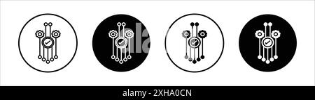 Automation and optimization icon Vector symbol or sign set collection in black and white outline Stock Vector