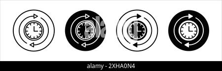 Change or update the date icon Vector symbol or sign set collection in black and white outline Stock Vector