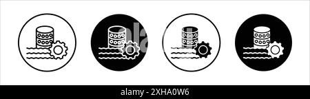 Data lake icon Vector symbol or sign set collection in black and white outline Stock Vector