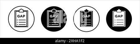 Gap icon Vector symbol or sign set collection in black and white outline Stock Vector