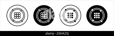 High density icon Vector symbol or sign set collection in black and white outline Stock Vector