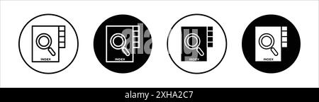 Index icon Vector symbol or sign set collection in black and white outline Stock Vector