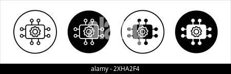 ICT icon Vector symbol or sign set collection in black and white outline Stock Vector