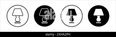 Lamp icon Vector symbol or sign set collection in black and white outline Stock Vector