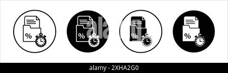 Loan rate and term icon Vector symbol or sign set collection in black and white outline Stock Vector