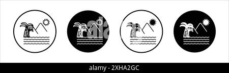 Lake icon Vector symbol or sign set collection in black and white outline Stock Vector