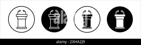 Lectern icon Vector symbol or sign set collection in black and white outline Stock Vector