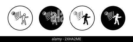 Motion sensor icon Vector symbol or sign set collection in black and white outline Stock Vector