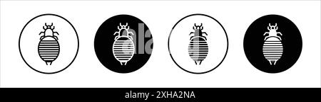 Louse icon Vector symbol or sign set collection in black and white outline Stock Vector