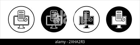 NDA icon Vector symbol or sign set collection in black and white outline Stock Vector