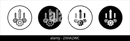 Operational excellence icon Vector symbol or sign set collection in black and white outline Stock Vector