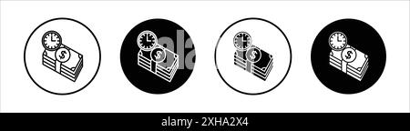 Payday icon Vector symbol or sign set collection in black and white outline Stock Vector