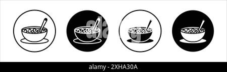 Porridge baby cereal icon Vector symbol or sign set collection in black and white outline Stock Vector