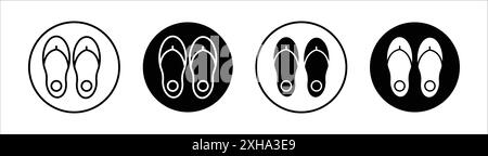 Slippers icon Vector symbol or sign set collection in black and white outline Stock Vector