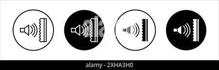 Soundproofing walls icon Vector symbol or sign set collection in black and white outline Stock Vector