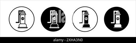 Sump pump icon Vector symbol or sign set collection in black and white outline Stock Vector