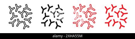 Bifidobacterium probiotics icon Vector symbol or sign set collection in black and white outline Stock Vector