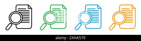 Case studies icon Vector symbol or sign set collection in black and white outline Stock Vector