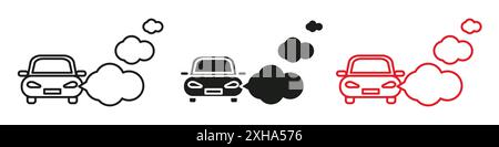 Car breakdown icon Vector symbol or sign set collection in black and white outline Stock Vector