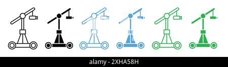 Camera crane icon Vector symbol or sign set collection in black and white outline Stock Vector